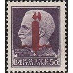 Italia 1944 - Repubblica Sociale Imperiale L. 50 Violetto con sovrastampa di Verona in rosso Cat. € 260 (*)