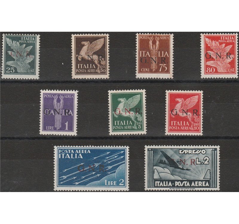 Italia 1944 - Repubblica Sociale Posta Aerea F.lli d'Italia P.A. del 1930-34 con sovr. di Verona "G.N.R." Cat. € 4800 (**)