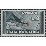 Italia 1944 - Repubblica Sociale Aeroespresso del 1934 L. 2 ardesia con sovr. "G.N.R." di Brescia II tipo Cat. € 2700 (**)
