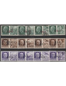 Italia 1944 - R.S.I. Propaganda di guerra del 1942, la serie con Sovr. di  Brescia "G.N.R." del II tipo Cat. € 1100 (U)