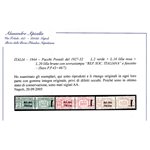 Italia 1944 - R.S.I. Pacchi d'Italia del 1927-32 con sovrastampa " REP. SOC. ITALIANA" e fascetto Catalogo € 3750 (**)