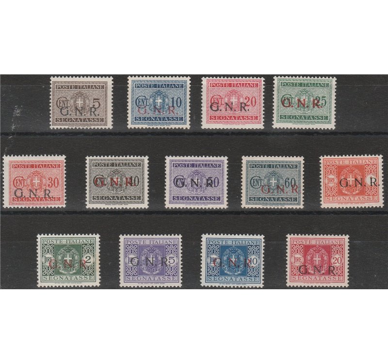 Italia 1944 -R.S.I. Segnatasse d'Italia del 1934 con sovrastampa "G.N.R." di Verona. Cat. € 4000 (**)