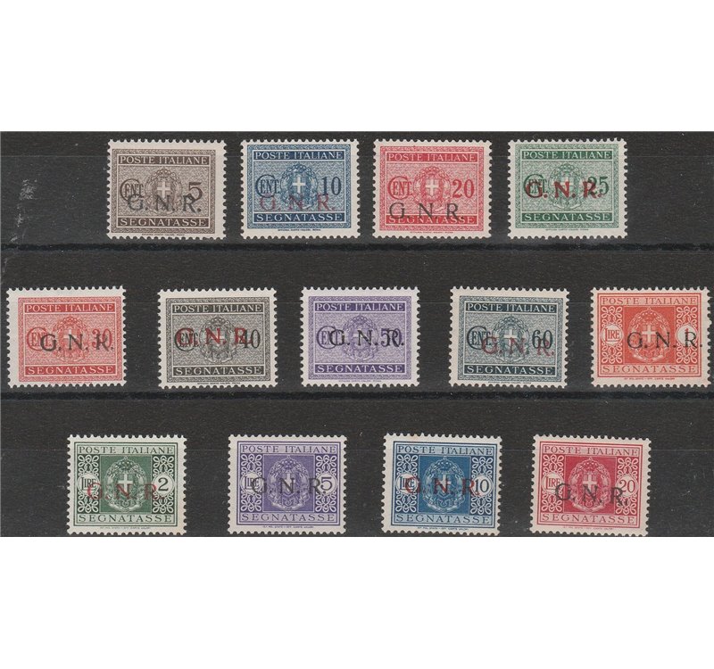 Italia 1944 - R.S.I. Segnatasse d'Italia del 1934 con sovrast. "G.N.R" di Verona. Cat. € 4000 (**)