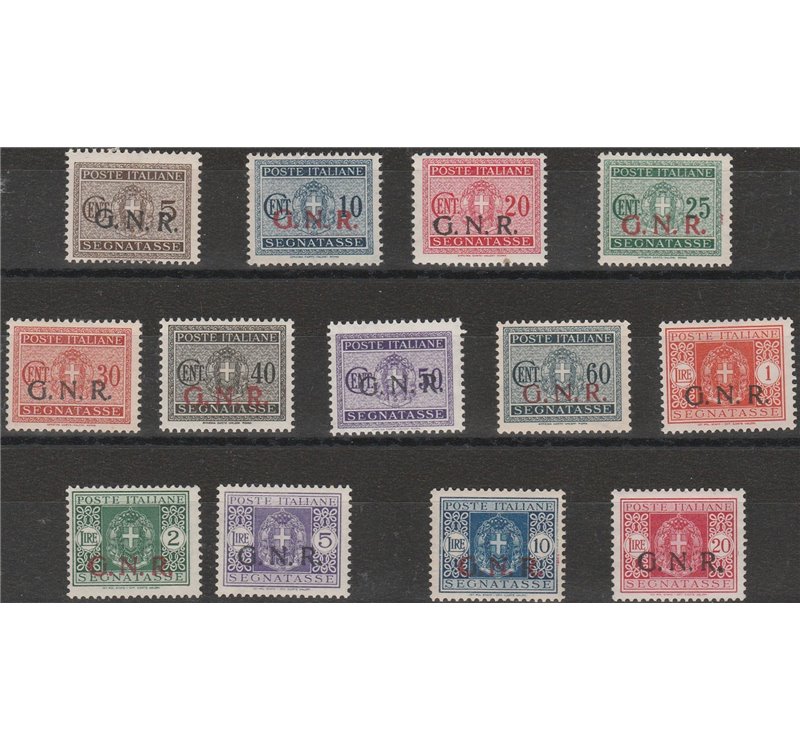 Italia 1944 - R.S.I. Segnatasse d'Italia del 1934 con sovr. "G.N.R." di Verona. Cat. € 4000 (**)
