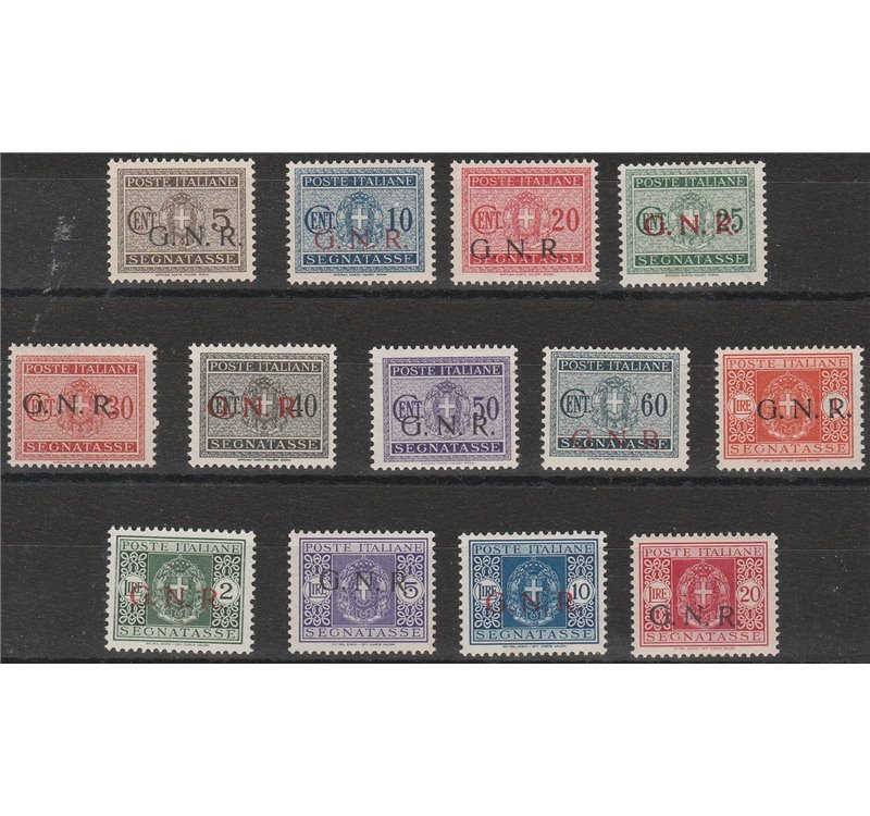 Italia 1944 - R.S.I. Segnatasse d'Italia del 1934 con sovrastampa "G.N.R" di Verona o Brescia Cat. € 3000 (**)