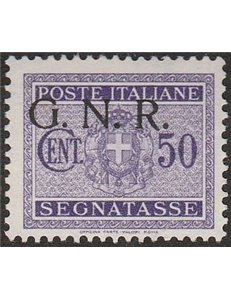 Italia 1944 - R.S.I. Segnatasse d'Italia del 1934 50 c. violetto con sovrastampa "G.N.R." di Verona. Cat. € 450 (**)