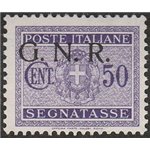 Italia 1944 - R.S.I. Segnatasse d'Italia del 1934 50 c. violetto con sovrastampa "G.N.R." di Verona. Cat. € 450 (**)