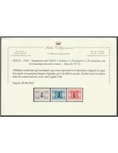 Italia 1944 - R.S.I. Segnatasse d'Italia del 1934 con sovrastampa fascetto Cat. € 1150 (**)