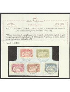 Italia 30/06/1945 - Luogotenenza CORALIT Serie "Ciclista" annulli dell'ultimo giorno di validità Cat. € 1500 (U)