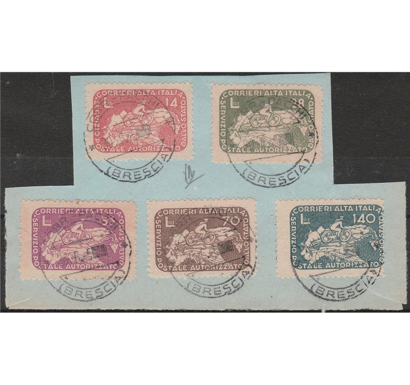Italia 30/06/1945 - Luogotenenza CORALIT Serie "Ciclista" con ann. di Brescia dell'ult. giorno di validità Cat. € 1500 (U)