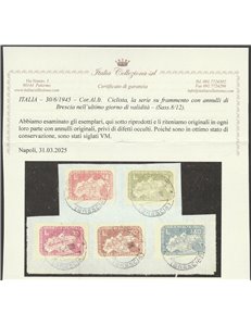Italia 30/06/1945 - Luogotenenza CORALIT Serie "Ciclista" con ann. di Brescia dell'ult. giorno di validità Cat. € 1500 (U)