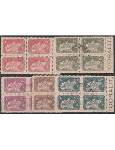 Italia 30/06/1945 - Luogotenenza CORALIT Serie "Ciclista" in quartina con ann. dell'ult. giorno di validità Cat.€ 6000 (U)