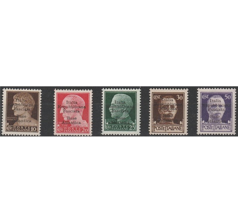 Italia 1943 - Emissioni Locali F.lli di Regno con sovr. " Italia Repubblicana Fascista Base Atlantica" Cat. € 825 (**)