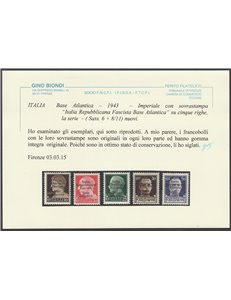 Italia 1943 - Emissioni Locali F.lli di Regno con sovr. " Italia Repubblicana Fascista Base Atlantica" Cat. € 825 (**)