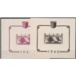 Italia 1945 - C.L.N. Aosta I due foglietti da L. 10 circa e L. 25 nero su carta giallastra, non dentellati Cat. € 1500 (**)