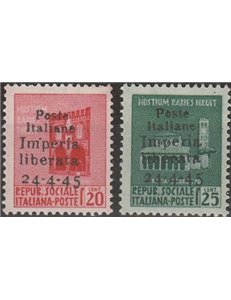 1945 - C.L.N. Imperia Monumenti distrutti con sovr. "Poste Italiane Imperia Liberata 24-4-25" Non emessi Cat. € 4.000 (**)