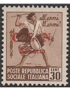 Italia 1945 - Savona Tamburino 30 c. fil. corona con sovr. "C.L.N. Savona" Cat. € 7000 (**)