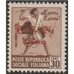 Italia 1945 - Savona Tamburino 30 c. fil. corona con sovr. "C.L.N. Savona" Cat. € 7000 (**)