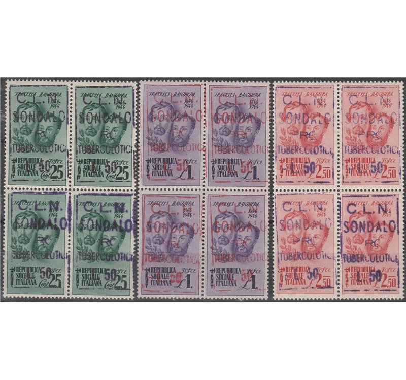 Italia 1945 - C.L.N. Sondalo l'emissione in quartina Cat. € 12000 (**)