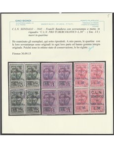 Italia 1945 - C.L.N. Sondalo l'emissione in quartina Cat. € 12000 (**)