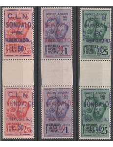 Italia 1945 - C.L.N. Sondalo l'emissione in coppia con interspazio di gruppo Cert.: Biondi. Cat. CEI € 30000++ (**)