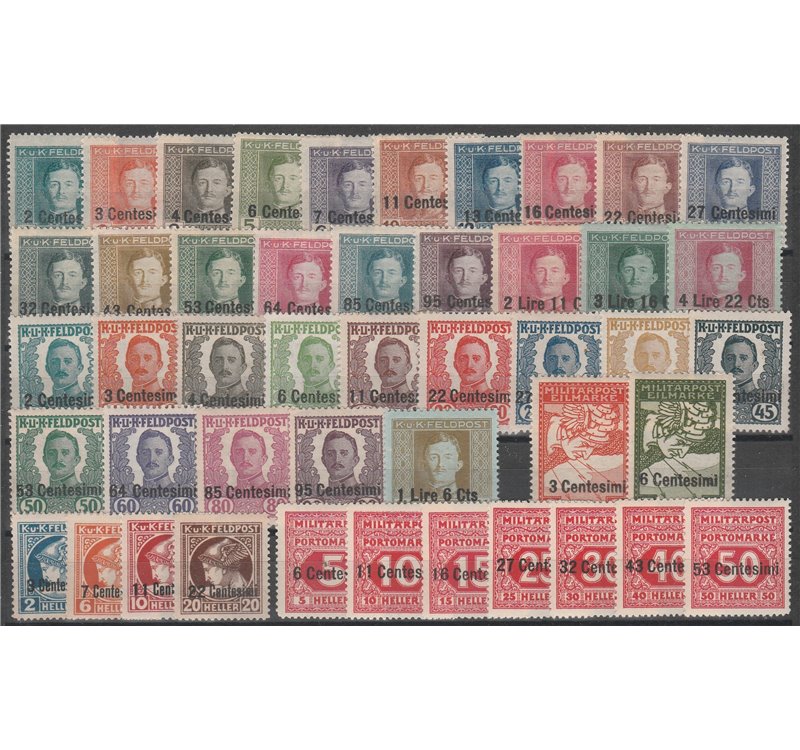 1918 - Occupazione Austriaca La Collezione che comprende Posta ordinaria, Espressi, Giornali e Segnatasse Cat. € 1575 (**)