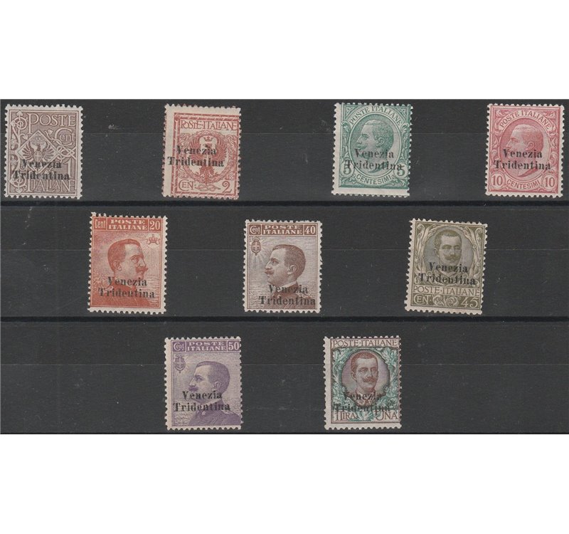 1918 - Terre Redente Trentino F.lli del Regno con sovr. "Venezia Tridentina" Cat. € 3250(**)