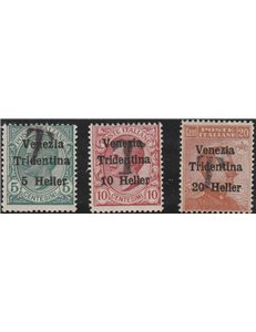 1918-19 - Trentino Francobolli di Venezia Tridentina con sovr. di una "T" nera, la serie. Cat. € 67,50 (**)