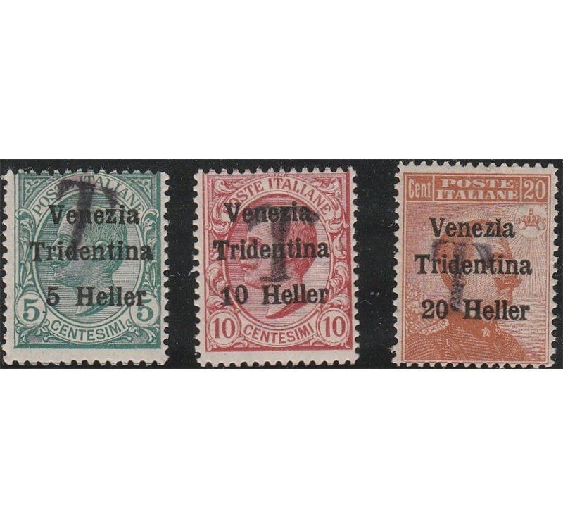 1918-19 - Trentino Francobolli di Venezia Tridentina con sovr. di una "T" nera, la serie. Cat. € 67,50 (**)
