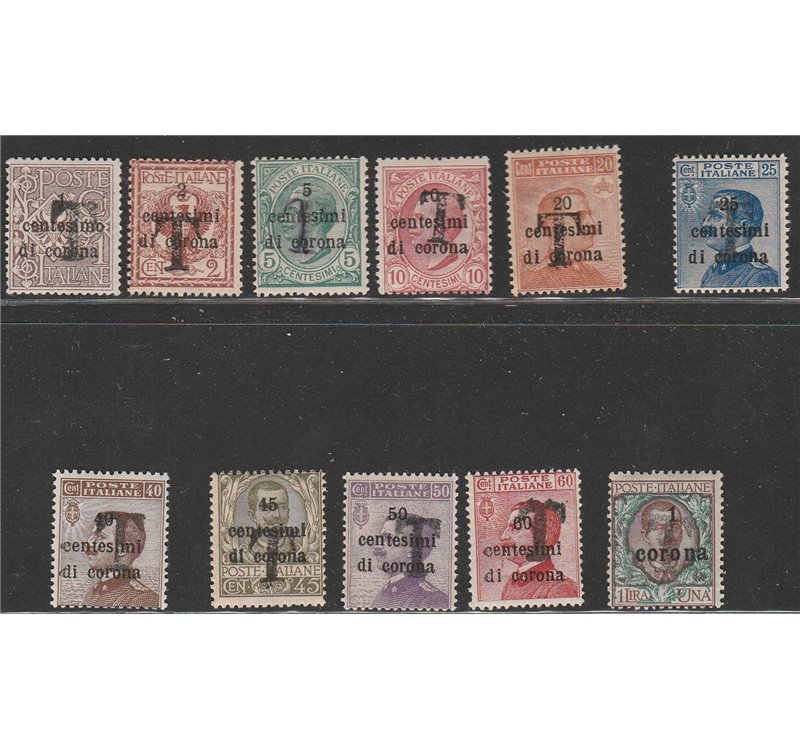 1918-19 - Trentino Alto Adige Bolzano 1 Serie di Trento e Trieste con sovr. di una "T" nera Cat. € 717 (**)