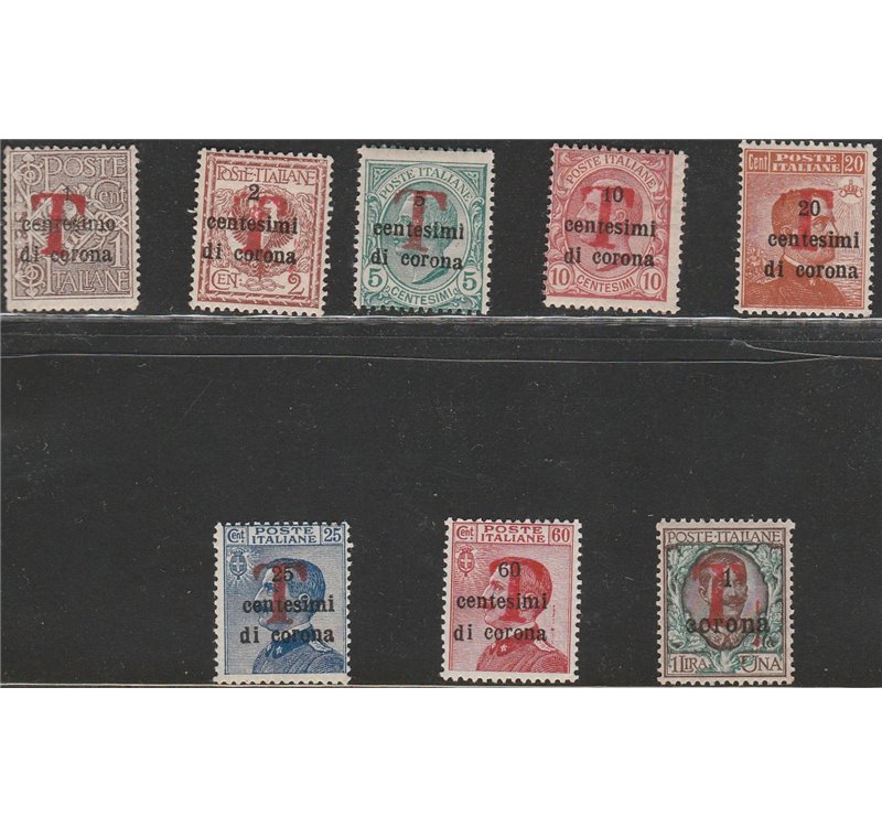 1918-19 - Trentino Bolzano 1F.lli di Trento e Trieste con sovr. di una "T" rossa, la serie. Cat. € 787,50 (**)
