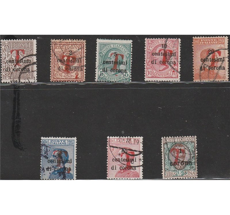 1918-19 - Trentino Alto Adige Bolzano1 F.lli di Trento e Trieste con sovr. di una "T" in rosso, la serie. Cat. € 685 (U)