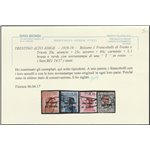 1918-19 - Trentino Alto Adige Bolzano1 F.lli di Trento e Trieste con sovr. di una "T" in rosso, la serie. Cat. € 685 (U)