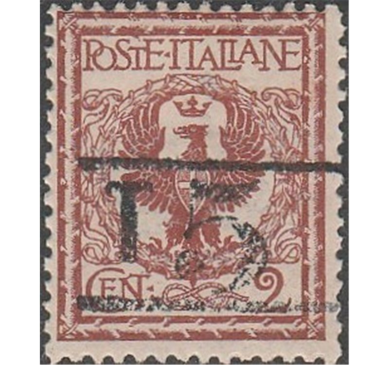 1918-19 - Trentino Bolzano 3 Floreale 2 c. rosso bruno con sovr. "T 5" tra due linee orizzontali in nero Cat. € 270 (**)
