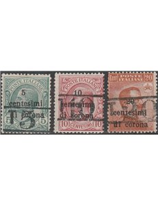 1918-19 - Trentino Bolzano 3 F.lli di Trento e Trieste 5 c. 10 c. 20 c. con sovr. dei nuovi valori Cat. € 680 (*)