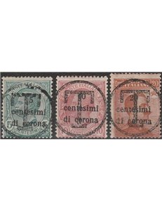 1919 - Trentino Alto Adige Bolzano 3 F.lli di Trento e Trieste con sovr. "T" grande in un cerchio Cat. € 1350 (**)