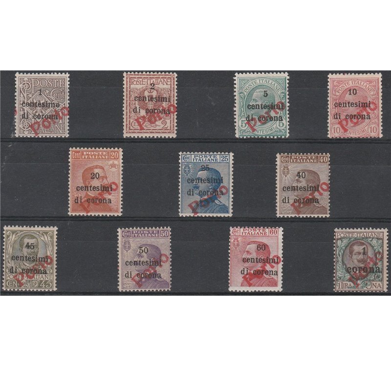 1919 - Trentino Bolzano 3 Trento e Trieste, la serie con sovr. in rosso "Porto" Cat. € 12720 (**)