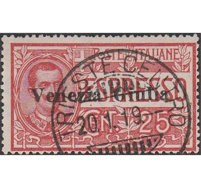 1919 - Venezia Giulia Espresso 25 c. con sovrastampa "Venezia Giulia" Cat. € 500 (U)