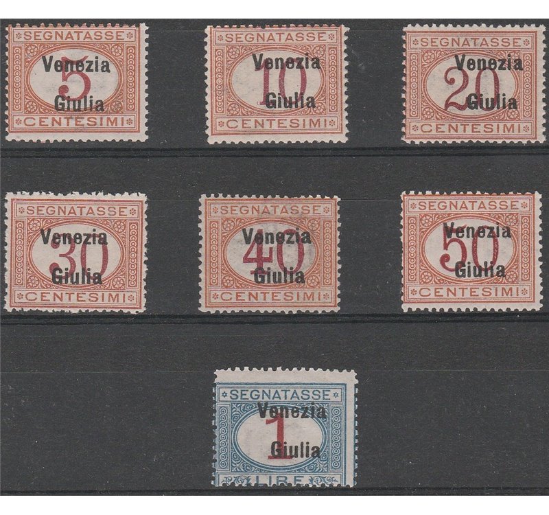 1918 - Venezia Giulia Segnatasse di Regno del 1890 - 903 con sovr. "Venezia Giulia" la serie  Cat. € 4000 (**)