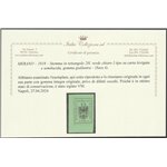 1918 - Merano Stemma comunale 2 h. verde chiaro su carta delicata semilucida, gomma giallastra. Cat. € 400 (**)