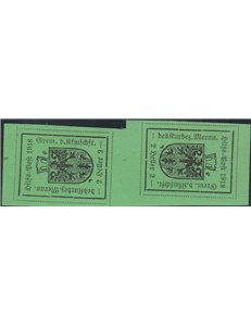 1918 - Merano Stemma 2 h. verde chiaro I tipo coppia verticale tete-beche Cat. € 1200 (**)