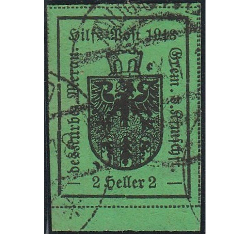 1918 - Merano 2 h. verde II tipo Cat. € 325 (U)
