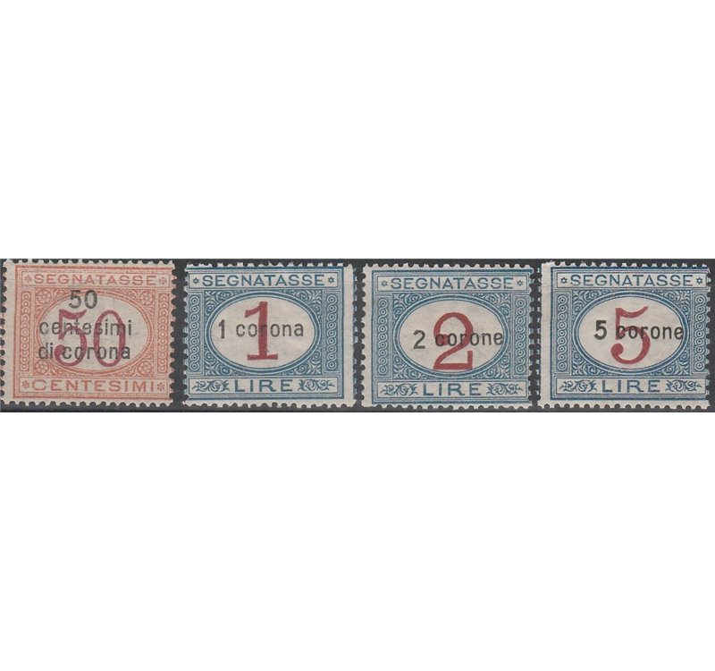 1922 - Dalmazia Segnatasse d'Italia con nuovi valori in sovrastampa Cat. € 750 (**)
