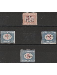 1922 - Dalmazia Segnatasse d'Italia del 1890-1903 con sovrastampa del nuovo valore in corone Cat. €750 (**)