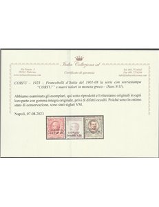 1923 - Occ. Mil. Italiana Corfù francobolli d'Italia del 1901-1908 con sovr. "CORFU'" e nuovi valori Cat. € 600 (**)