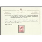 1942 - Montenegro Francobollo di Jugoslavia, Re Pietro 1,50 d. rosso con sovr. in nero Cat. € 1000 (**)