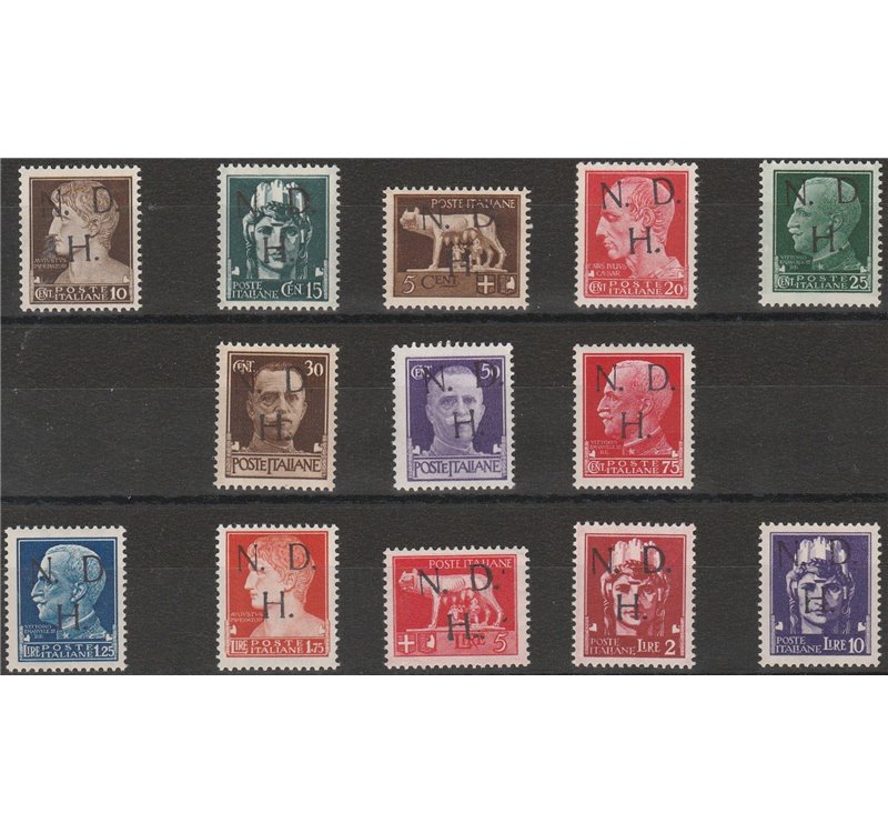 1944 - Primosten F.lli Imperiale con sovr. a mano "N.D.H" tiratura 20, la serie. Cat. € 9000 (**)