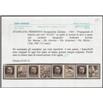 1944 - Primosten Propaganda di guerra, la serie dei 30 c. con sovr. a mano "N.D.H" tiratura 20 Cat. € 4000 (**)