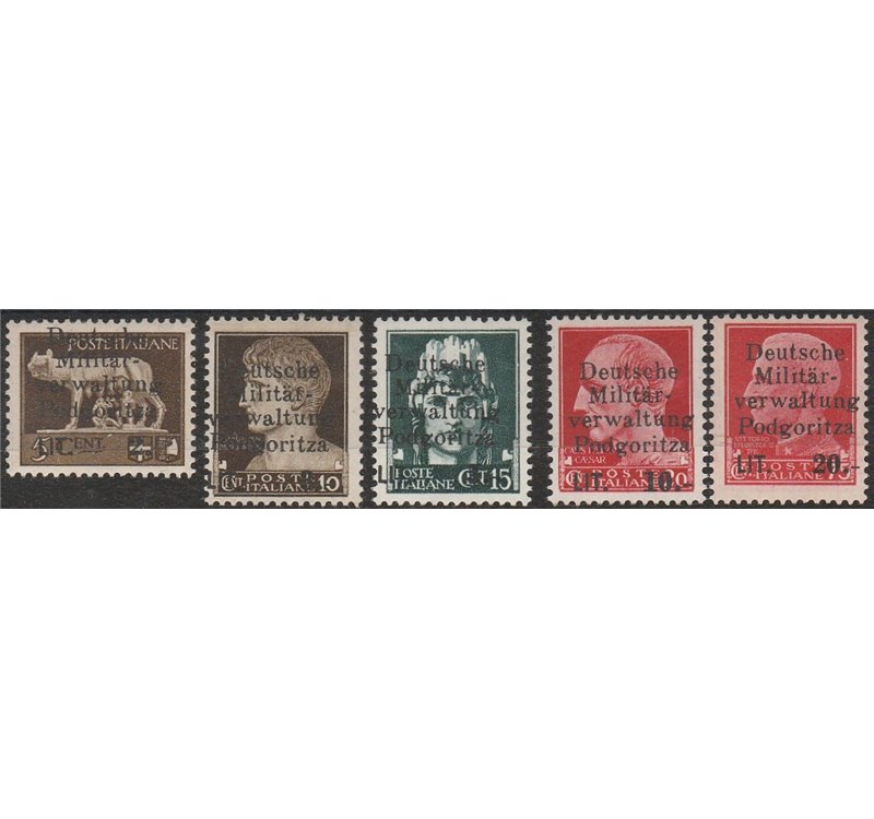 1944 - Montenegro Podgoritza F.lli d'Italia Imperiale e Pegaso. Molto rara come da nota sul Michel (**)