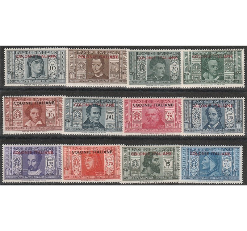 Colonie Italiane 1932 - Emissioni Generali Dante Alighieri, la serie. Cat. €125 (**)